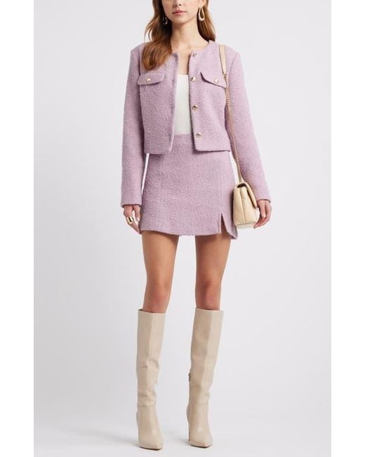 Open Edit Purple Tweed Crop Jacket