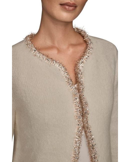 Donna Karan Natural Metallic Trim Cardigan