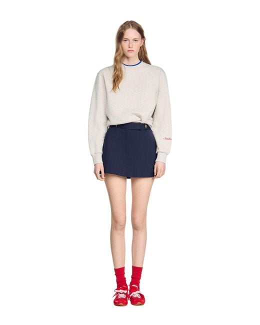 Sandro Blue Striped Wool Skort