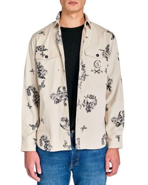 Con.struct Natural Slim Fit Skull Shirt Jacket for men