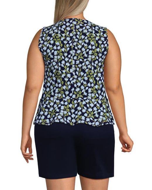 Lands' End Blue Sleeveless Starfish Peplum Top