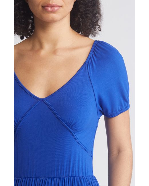 Loveappella Blue Short Sleeve Midi Dress