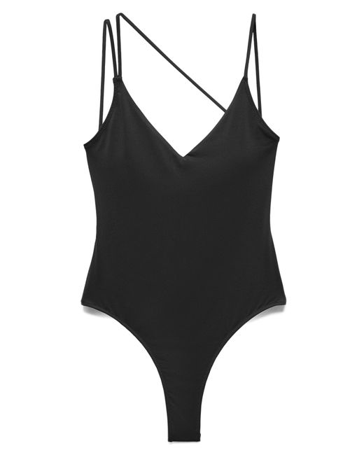 Mango Black Strappy V-neck One-piece Swimsuit