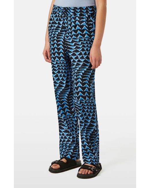 Scotch & Soda Blue Metallic Stripe Print Cotton Blend Pull-On Pants