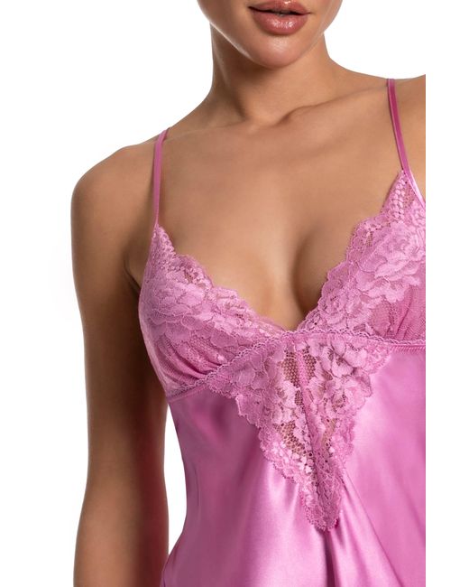 In Bloom Pink Juliet Lace Trim Satin Chemise
