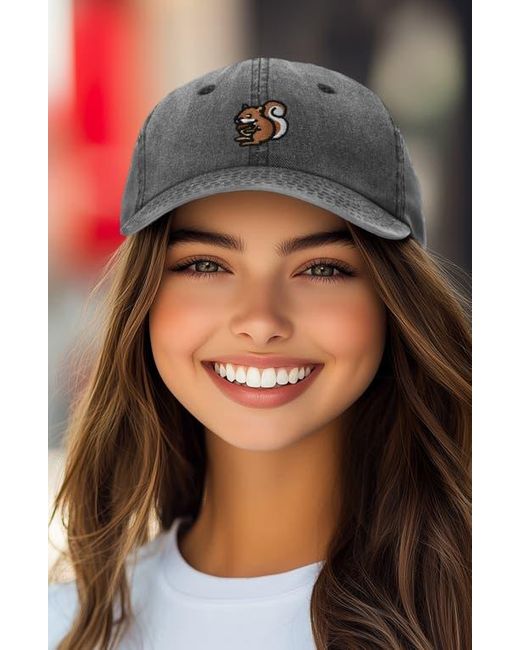 Alix Gray Squirrel Embroidered Outdoor Cap for men