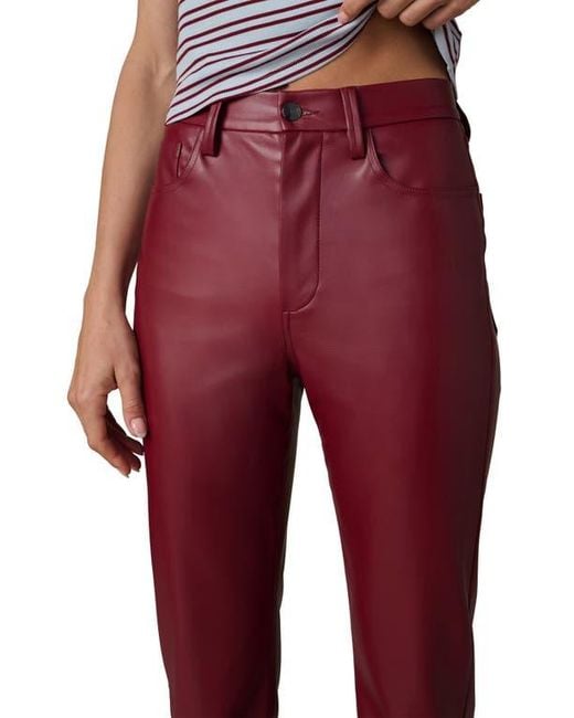 Joe's Jeans Red Lyra Slim Ankle Faux Leather Pants