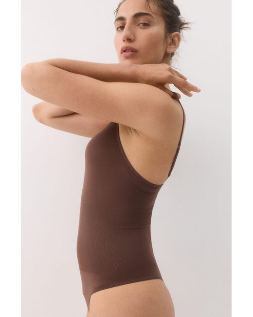 H&M Brown Seamless Light Shape Bodysuit