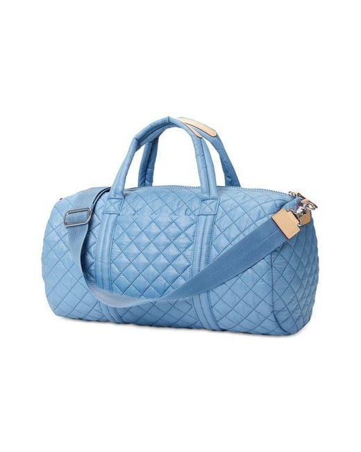 MZ Wallace Blue Morgan Quilted Nylon Duffle Bag