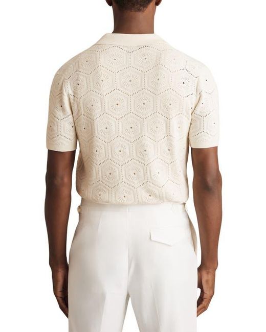 Reiss Natural Royce Open Stitch Button-Up Polo Sweater for men