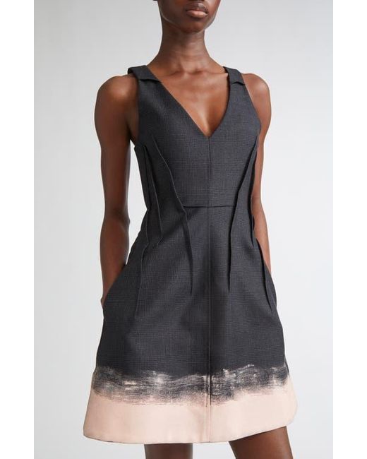 Jason Wu Black Painted Hem Glen Plaid Wool Minidress