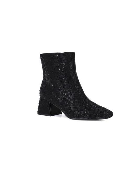 Lady Couture Black Rhinestone Block Heel Bootie