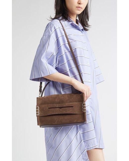 J.W. Anderson Brown Loafer Suede Top Handle Bag