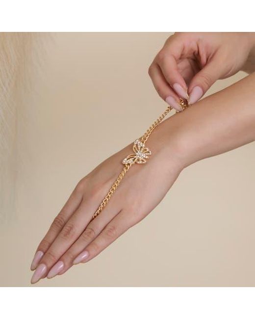 Jessica Simpson Metallic Tone Butterfly Crystal Chain Bracelet