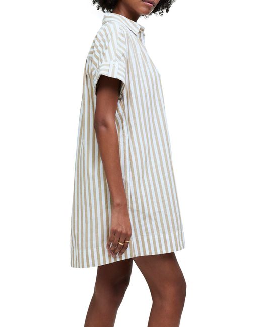 Madewell White Collared Button Front Mini Shirtdress