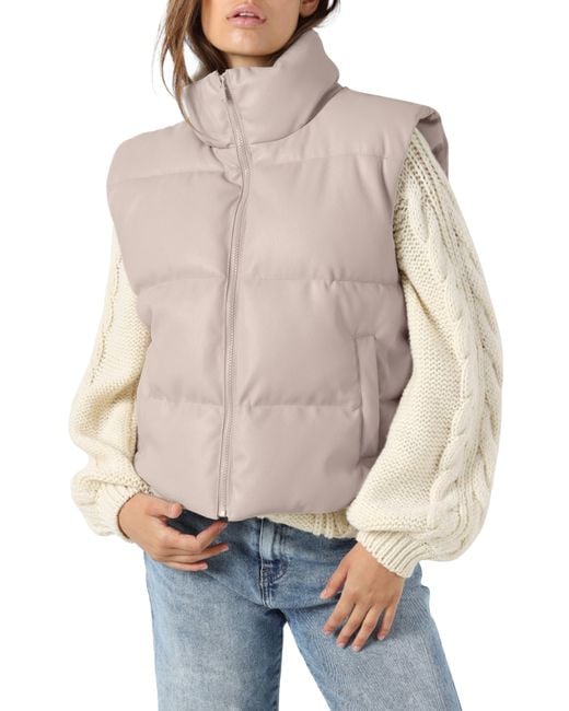 Noisy May Gray Nanna Faux Leather Puffer Vest
