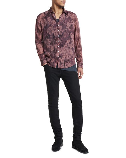 John Varvatos Red Bucks Slim Fit Floral Ikat Button-up Shirt for men