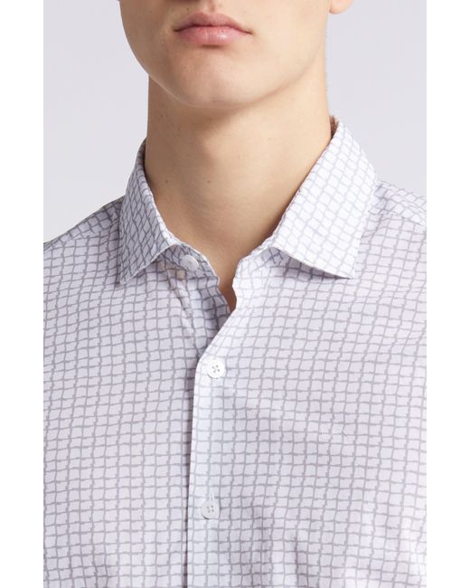 Robert Barakett White Firdale Geo Print Short Sleeve Button-up Shirt for men
