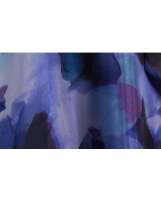Eliza J Blue Abstract Print Sleeveless A-Line Gown