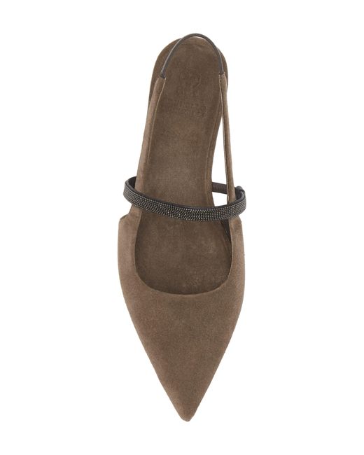Brunello Cucinelli Brown Pointed Toe Slingback Sandal