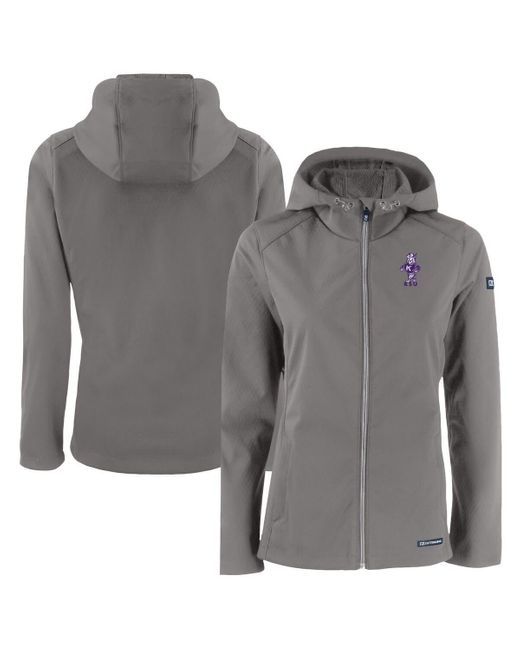 Cutter & Buck Gray Kansas State Wildcats Vault Evoke Eco Softshell Recycled Full-zip Hooded Jacket At Nordstrom