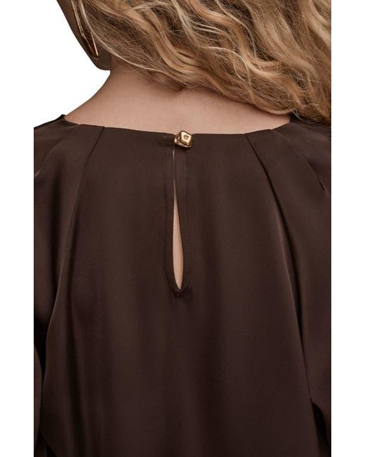Donna Karan Brown Chain Detail Long Sleeve Top