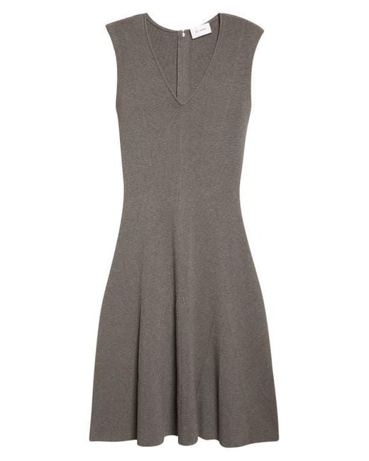 St. John Black Sleeveless Engineered Godet Fit & Flare Dress