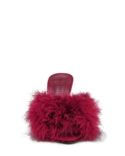 Steve Madden Red Ashbey Faux Feather Sandal