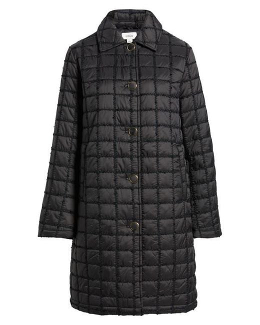 Cece Black Boucle Quilted Longline Jacket
