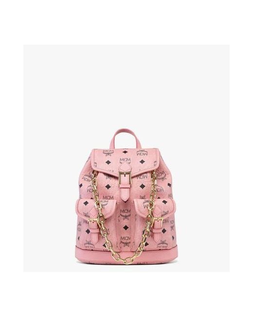 MCM Pink Mini Aren Drawstring Backpack
