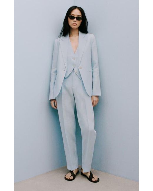 Mango Blue Boreli Linen Blazer