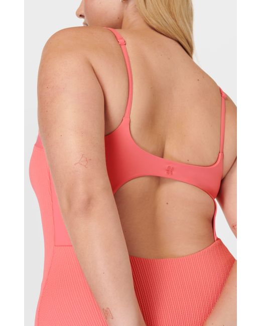 Sweaty Betty Pink Capri Crinkle One-piece Swimsuit