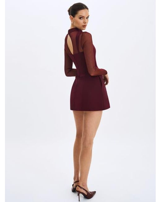 miss circle burgundy dress Yachira Burgundy Velvet Lace Flare Sleeve Mini Dress