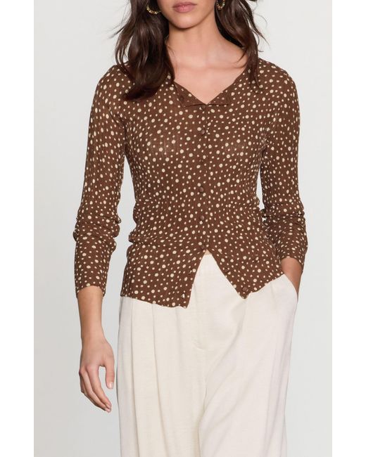 Next Brown Spotty Button-Up Knit Top
