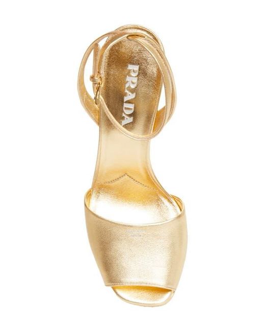 Prada Metallic Ankle Strap Platform Sandal