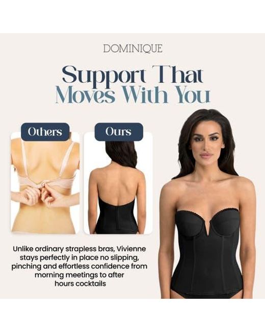 Dominique Intimates Black Vivienne Convertible Strapless V Wire Longline Corset Bra