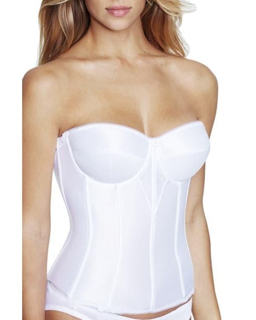 Dominique Intimates White Juliette Satin Low Back Convertible Strapless Corset Longline Bra