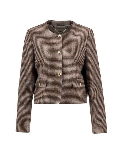 Barbour Brown Corina Houndstooth Wool Jacket