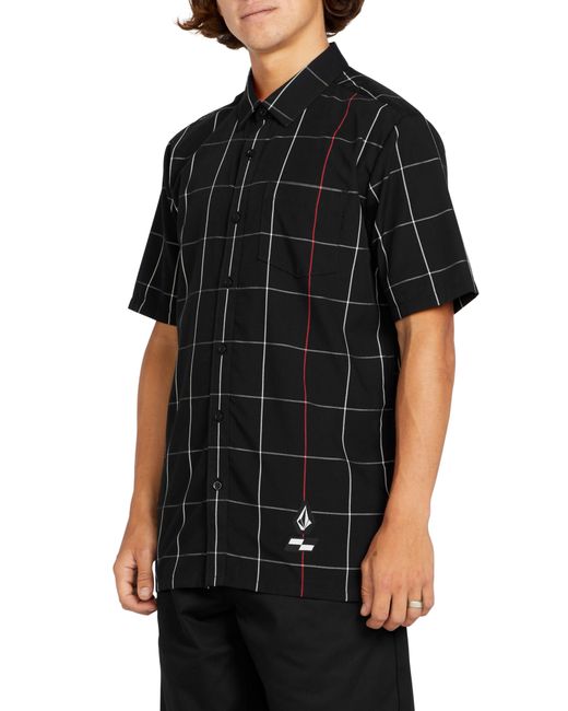 Volcom Black X Schroff Plaid Short Sleeve Button-up Shirt for men