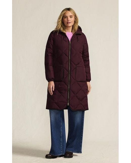Lands' End Red Plus Size Featherfree Insulated Diamond Quilted Maxi Coat