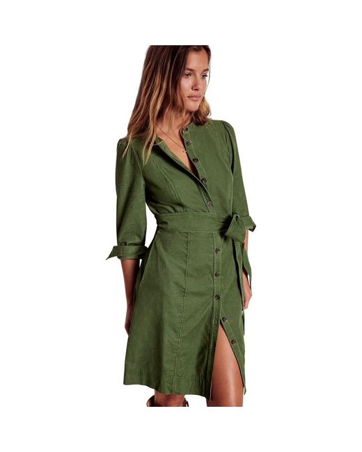 Boden Women's Green Long Sleeve Cotton Corduroy Shirtdress