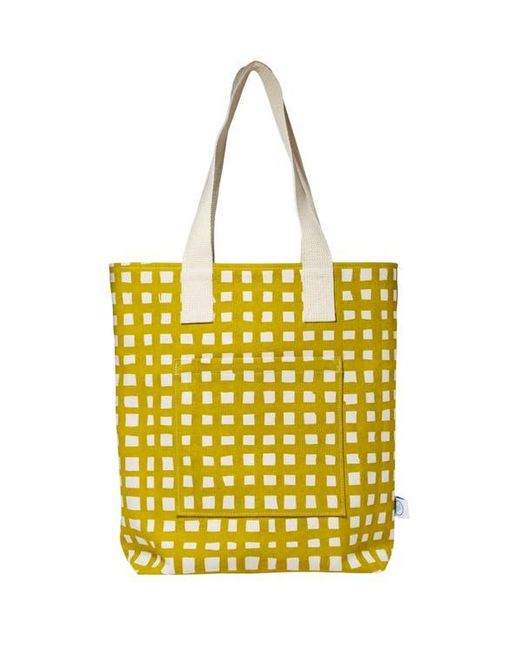 DANCE HAPPY Yellow Grid Carry All Tote Bag