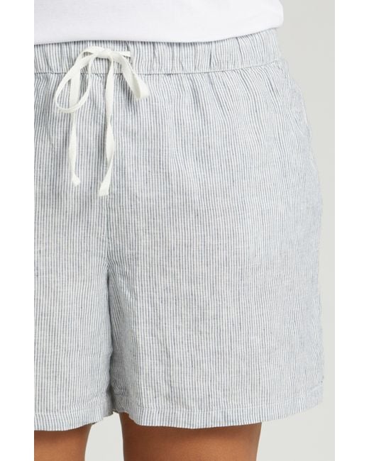 Caslon Gray Caslon(r) Stripe Linen Drawstring Shorts