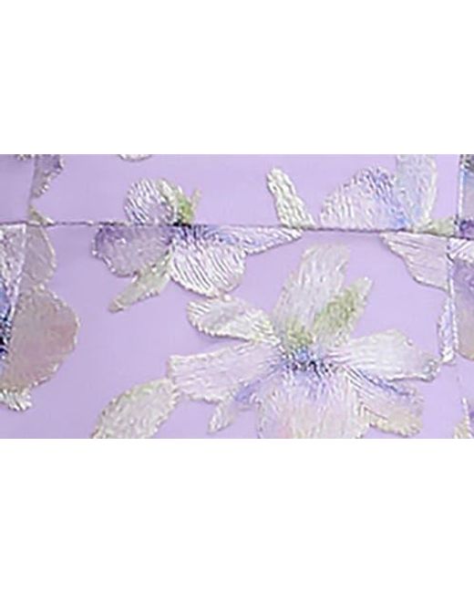 Dress the Population Purple Blakely Floral Embroidery Midi Dress