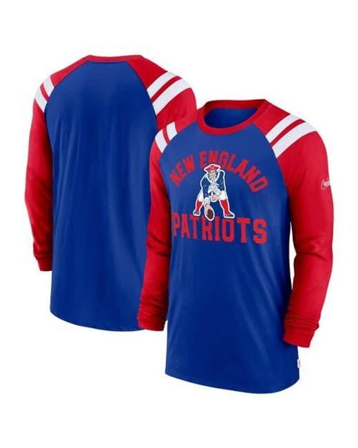Nike Blue New England Patriots Classic Arc Raglan Tri-Blend Long Sleeve T-Shirt for men