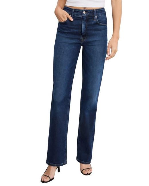 GOOD AMERICAN Blue Soft-Tech Straight Leg Jeans