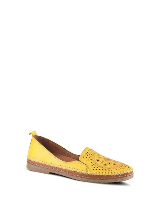 Spring Step Yellow Ingrid Leather Flat