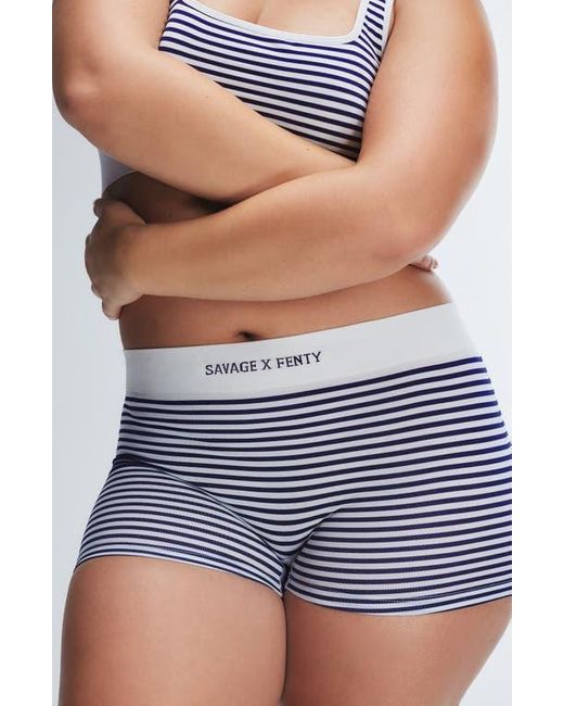 Savage x Fenty Blue Seamless Stripe Boyshorts