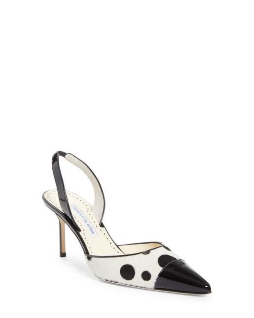 Manolo Blahnik White Capsli Pointed Toe Slingback Pump