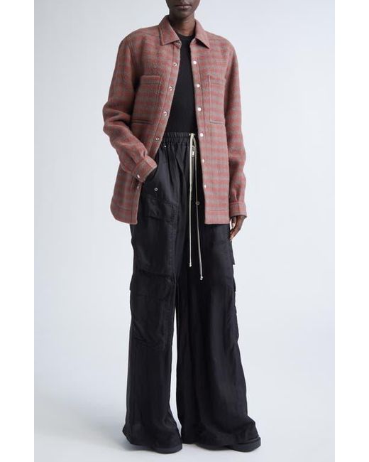 Rick Owens Brown Check Virgin Wool Overshirt